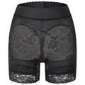 Pantalón moldeador de encaje negro de talle alto con flores y cintura elástica ancha - S / Negro