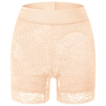 Faja reductora de encaje color nude de talle alto para control de abdomen - S / Color Piel