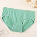 Light green seamless low-waist briefs for women with gold logo and soft elastic fabric - S / Green
