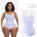 Lavender bodysuit shapewear with compression tummy control and adjustable thin straps - Triangle Style Light Purple / S