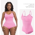 Pink body sculpting bodysuit for women with tummy control and adjustable shoulder straps - Pink Triangle Style / S