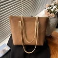 Borsa tote intrecciata minimalista color cammello con grande capacità e stile - Cachi