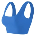 Seamless royal blue ribbed sports bra with U-neck and wide straps for yoga and fitness - M / Wide Strap Square Neck Bra / Blue (AB01)