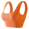 Bright orange ribbed sports bra with wide shoulder straps and a square neckline for yoga - M / Wide Strap Square Neck Bra / Orange (AB01)
