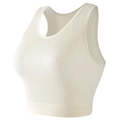 Creamy white ribbed seamless sports bra with quick-dry fabric for gym and yoga - White (AB02)