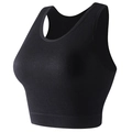Black ribbed racerback sports bra with a wide elastic hem for fitness and yoga - Black (AB02)
