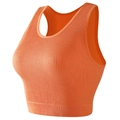Orange ribbed knit sports bra with racerback design and seamless compression fabric - Orange (AB02)
