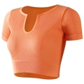 Slim fit ribbed knit crop top in bright orange for sports and yoga fitness wear - Orange (AB06)