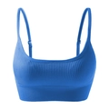 Royal blue ribbed seamless sports bra with adjustable straps and wide underband - Blue (AB07)