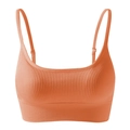Adjustable thin strap sports bra in vibrant orange with ribbed knit texture - Orange (AB07)