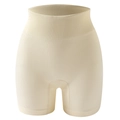 Hoch taillierte, nahtlose gerippte Fitness-Shorts in Cremeweiß mit breitem elastischem Bund - Weiß (AB05)