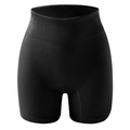 Nahtlose gerippte Fitness-Shorts mit hohem Bund in Mattschwarz für Yoga und Training - Schwarz (AB05)