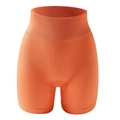 Orangefarbene gerippte Sport-Shorts mit hoher Taille und Kompression für Fitness - Orange (AB05)