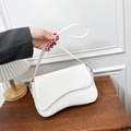 Chic white square crossbody bag with crocodile pattern and asymmetrical flap design - White