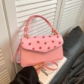 Borsa a mano quadrata rosa da donna con stampa a fragola e tracolla regolabile - Stile con Stampa Fragola / Rosa