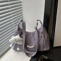 Sac bandoulière violet grande capacité avec pendentif nuage et chaîne en perles - Sans Pendentif / Violet