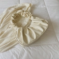 Chic off-white ruched cloud bag with pleated handle and soft PU leather finish - Beige