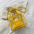 Bolso tote de PVC transparente amarillo brillante con neceser interior y correa - Amarillo