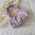 Lavender purple ruched shoulder bag with a stylish cloud scrunchie handle for women - Purple