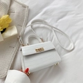 Piccola borsa bianca da donna con motivo a coccodrillo e chiusura a girello in metallo dorato - Bianco