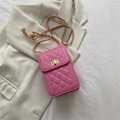 Pink quilted shoulder bag with gold metal chain strap and twist lock closure - Pink