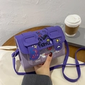 Mini paarse crossbody tas met artistieke graffiti prints en verstelbare schouderriem - Paars