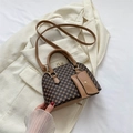 Borsa a mano marrone con monogramma, tracolla rimovibile e mini portamonete incluso - Cachi