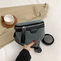 Ensemble sac banane en strass arc-en-ciel avec petit porte-monnaie rond et sangle - Coloré