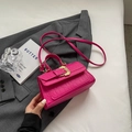 Rose pink faux crocodile leather crossbody bag with elegant gold floral clasp and top handle - Rose Red