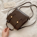 Zaino vintage marrone caffè in pelle PU con fibbie dorate e spallacci regolabili - Marrone