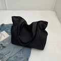 Grote zwarte nylon draagtas met trekkoord voor casual woon-werkverkeer en reizen - Zwart