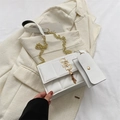 Bolso bandolera acolchado blanco con hebilla S dorada y monedero desmontable - Blanco