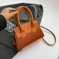 Sac à main trapèze tendance en orange avec motif crocodile et couleurs contrastées - Marron Jaune