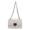 Minimalistische witte vierkante tas met krokodillenprint en metalen sluiting - Wit