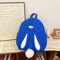 Cute bright blue rabbit backpack for girls with soft white bunny ears and pom-pom tail - Blue
