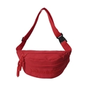 Minimalist red nylon waist bag for men and women with adjustable strap and embroidery - Red