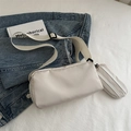 Borsa a tracolla minimalista bianco crema con tracolla regolabile e mini astuccio zip - Bianco
