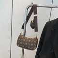 Braune Vintage-Unterarmtasche mit Monogramm und passender runder Mini-Geldbörse - Dunkelbraun