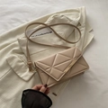 Minimalist beige quilted square crossbody bag with gold metal trim on elegant blazer - Triangular Rhombus Quilted Style (1228116) / Khaki