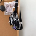 Black quilted chest bag with colorful wave embroidery and shiny star patches - With Pendant / Black