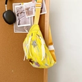 Quilted yellow chest bag with sequined star patches and adjustable strap for women - With Pendant / Yellow