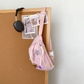 Pink crossbody fanny pack with colorful star sequins and adjustable nylon strap - With Pendant / Pink