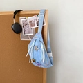 Sky blue belt bag with colorful stars and fringe tassels, trendy summer crossbody pack - Blue