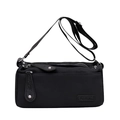 Minimalist black nylon crossbody tote bag with adjustable strap and silver hardware - Black