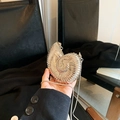 Silberne Nautilus-Abendtasche mit Spiralstruktur aus Metall und feiner Schlangenkette - Nautilus Stil 1 / Schneckenform Silber