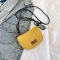 Minimalist bright yellow canvas crossbody tote bag with checkered heart charm - Without Pendant / Yellow