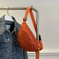 Bolso de pecho de nailon impermeable naranja brillante con correa ajustable y doble cremallera - Naranja