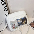Bolso bandolera de ecocuero blanco con solapa ondulada y ventana frontal transparente - Blanco