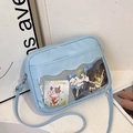 Bolso bandolera azul claro con ventana transparente y diseño de bordes ondeados - Azul