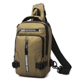 Borsa a tracolla kaki impermeabile da uomo con scomparti multipli e cinturino regolabile - Cachi